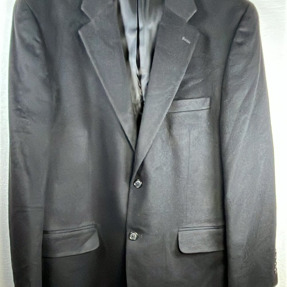 Tasso Elba VTG Blazer Jacket 100% CASHMERE Black 2 Button Men's 44R Business